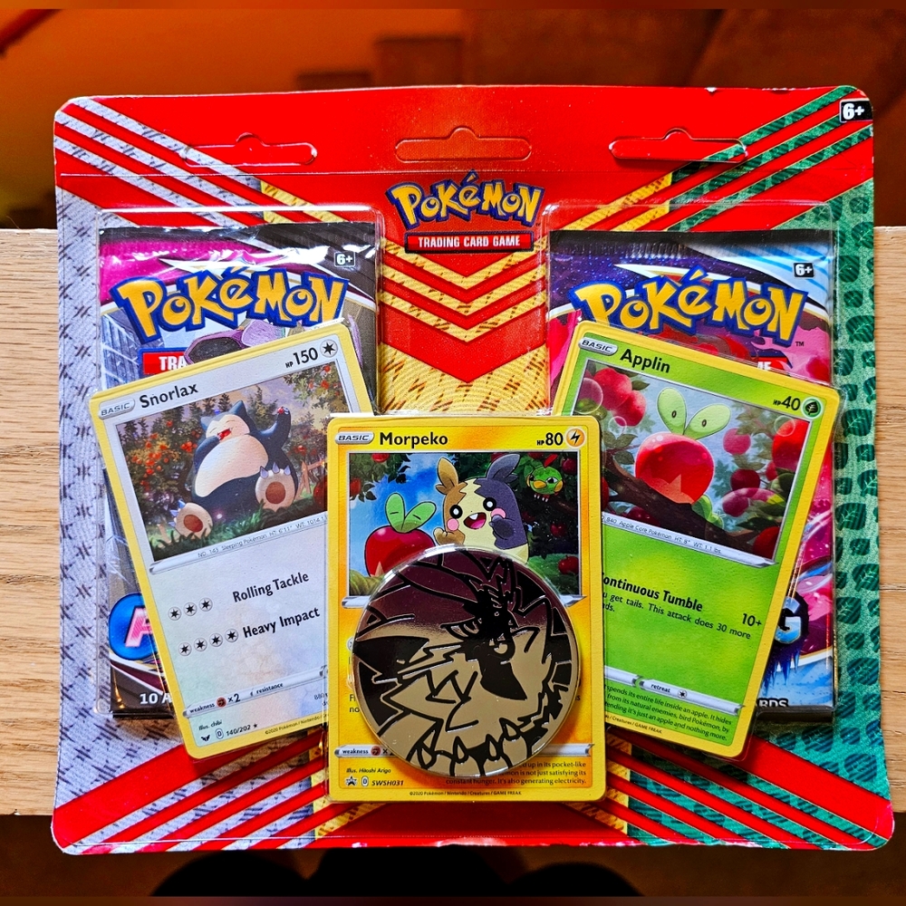 Pokémon TCG: Snorlax, Morpeko & Applin Cards with 2 Booster Packs & Coin